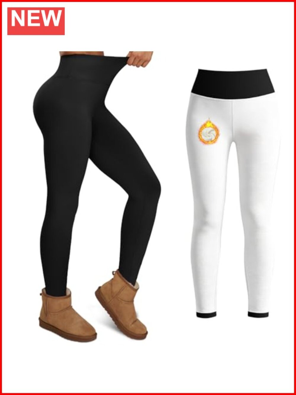 Fleece Lined Leggings High Waisted Tummy Control Thermal Winter Workout
